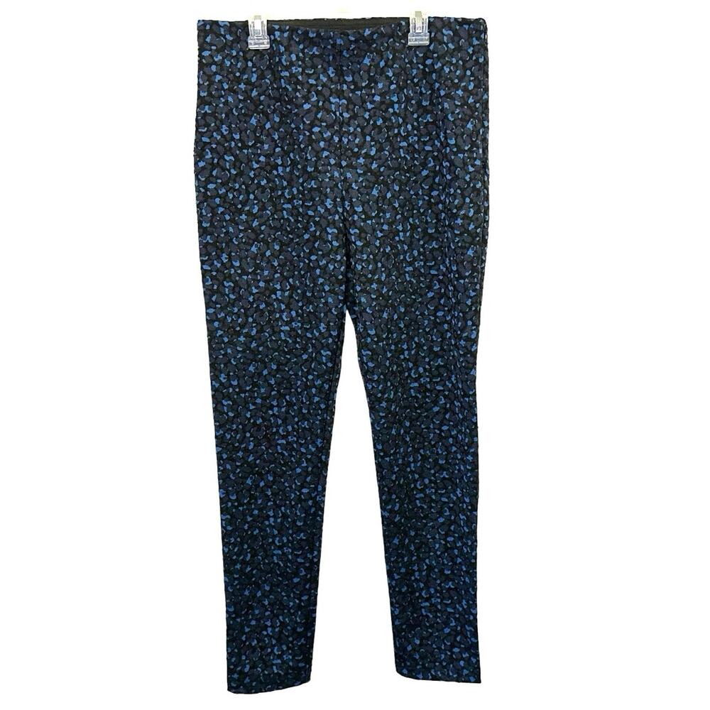 Ann Taylor Printed Ankle Pants Blue Black Abstract Slim Work Career Medium